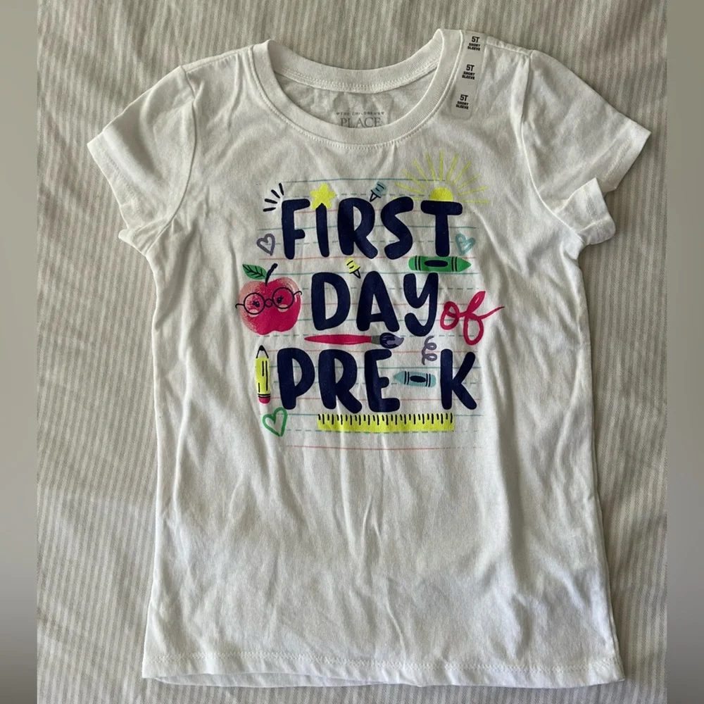 NWT THE CHILDRENS PLACE “First Day of Pre K” T-Shirt Size 5T
